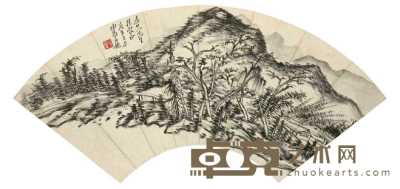 王甄 庚午（1930年）作 山水 扇面 18×48cm